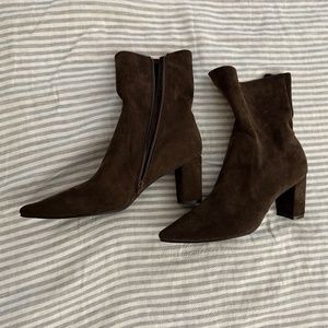 Vegan suede chocolate brown booties size 42 (US 10)